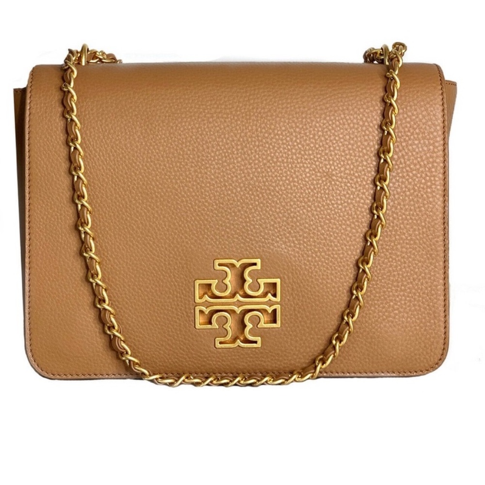 Tory Burch Britten Tan Leather Large Crossbody Bag